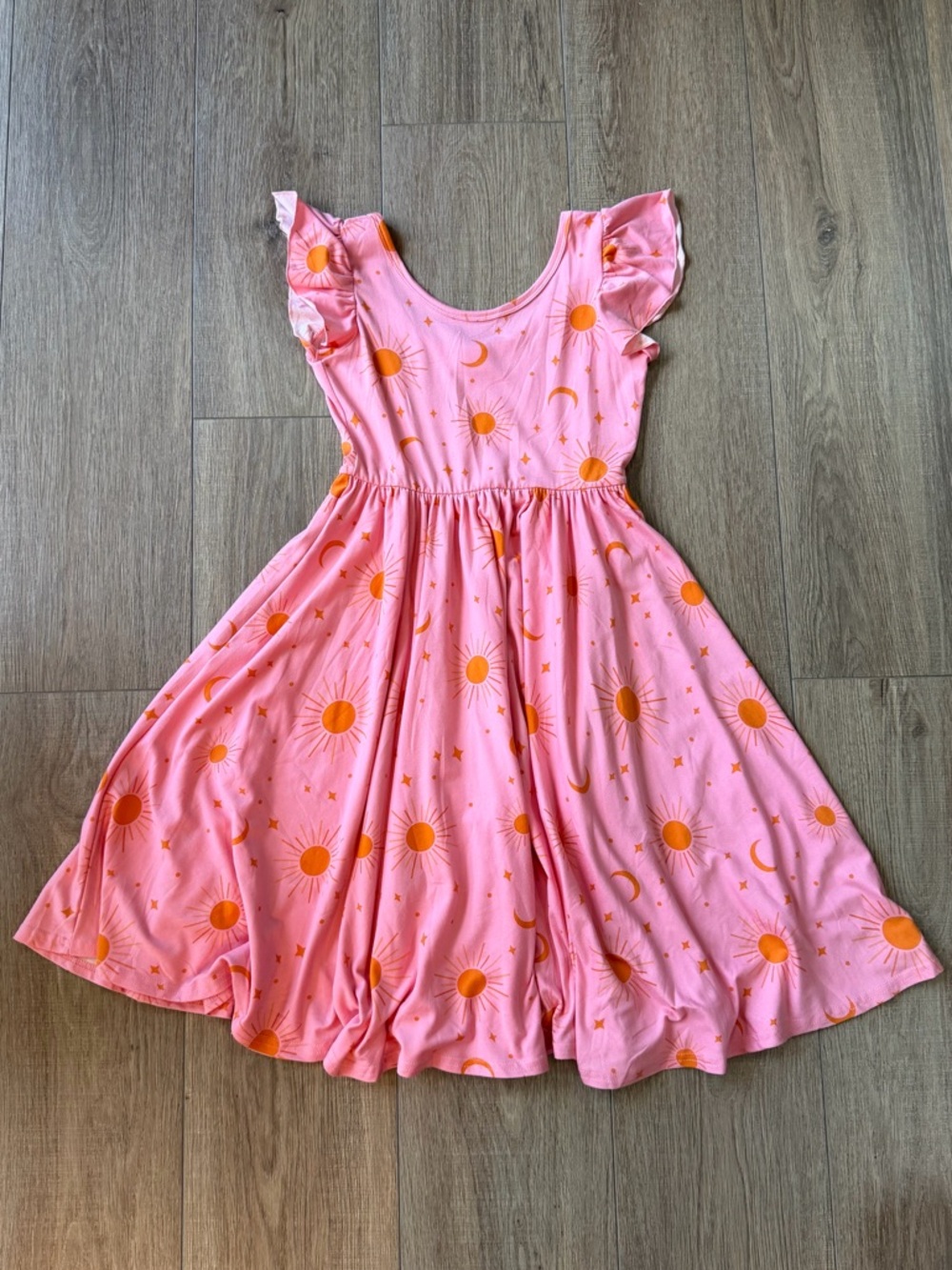 LIKE NEW Dot Dot Smile Pink Sun & Moon Flutter Sleeve Dress (Sz 8-10)